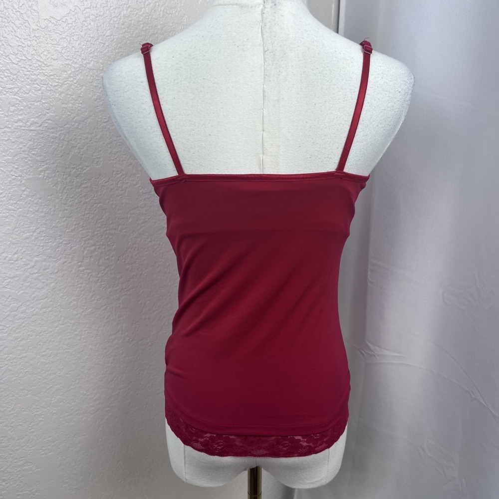 Vintage Y2K Babydoll Top Womens Small Red Cami Lace Trim Coquette Layering - Picture 4 of 9